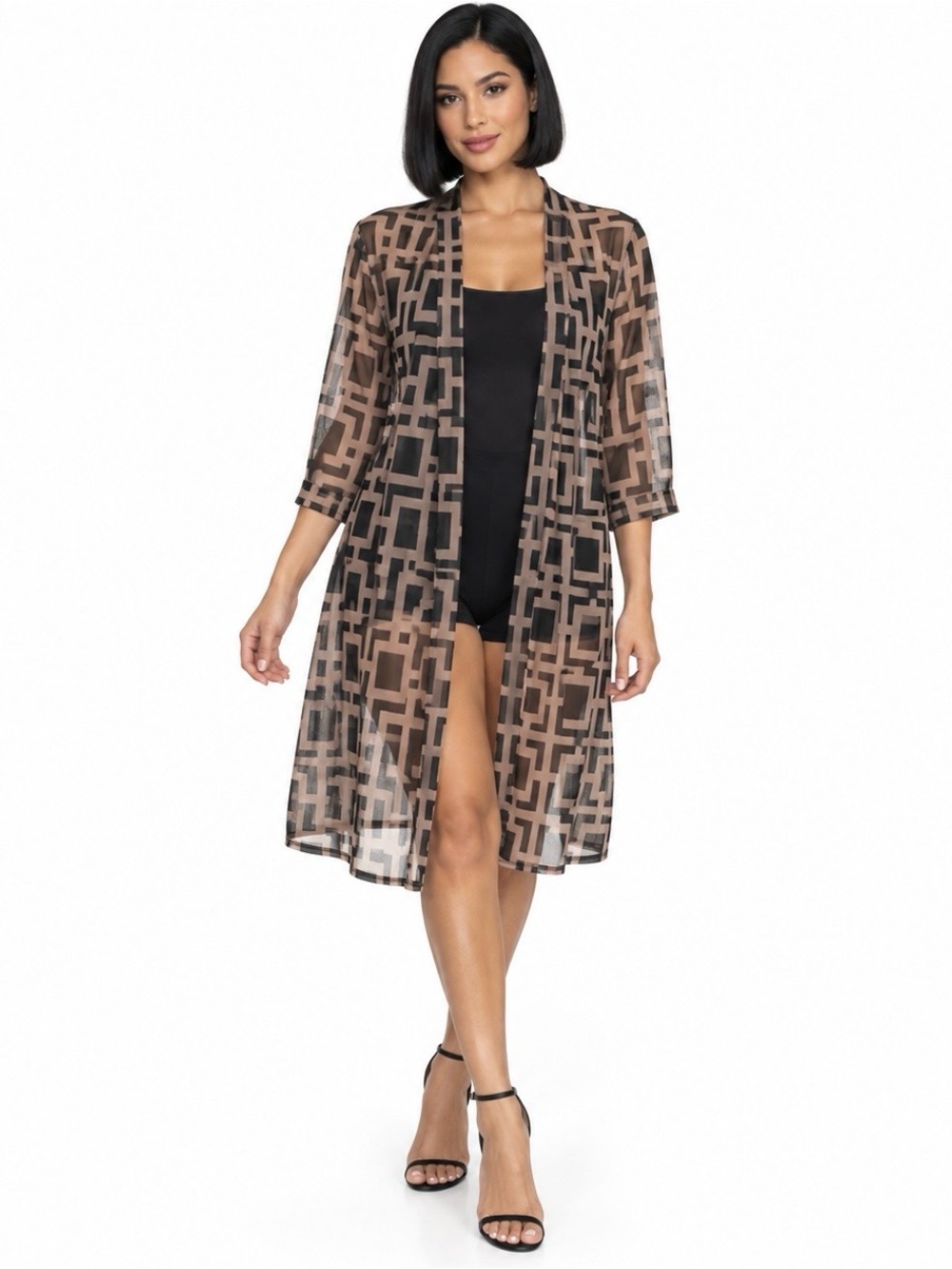 Vintage Double Take Sheer Lightweight Stretch Knit Long Duster Cardigan